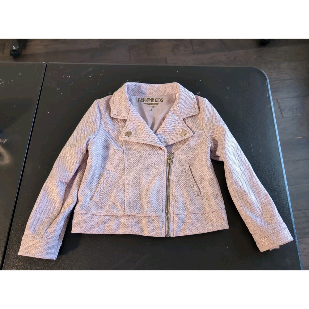 Genuine Kids Oshkosh Girls 4T Pink &Gold Shimmery Moto Jacket